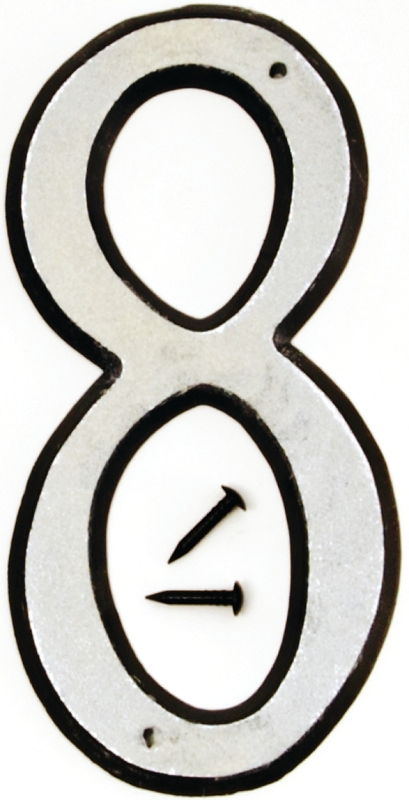 4 Inch Reflective White Plastic House Number Eight - Model 30608