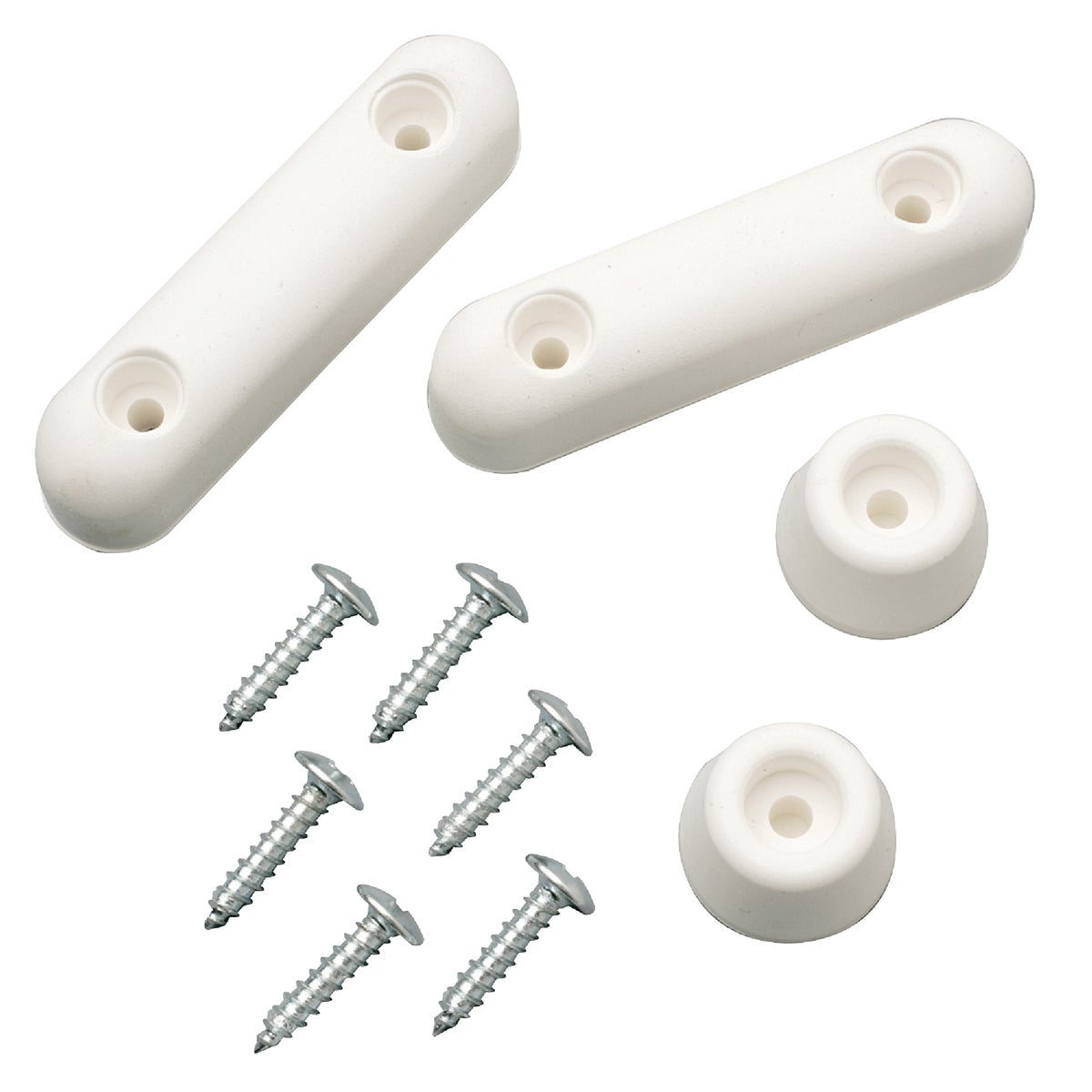 2" X 3/4" White Plastic Toilet Seat Screw Bumper Set With Screws