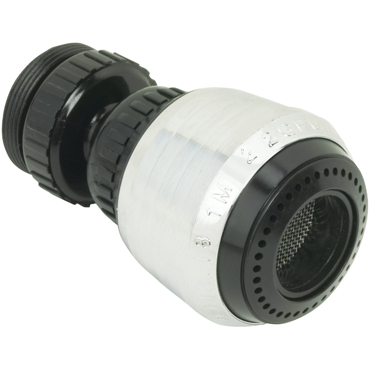 2.0 Gpm Black Swivel Style Faucet Aerator With Chrome Band - Model 446093