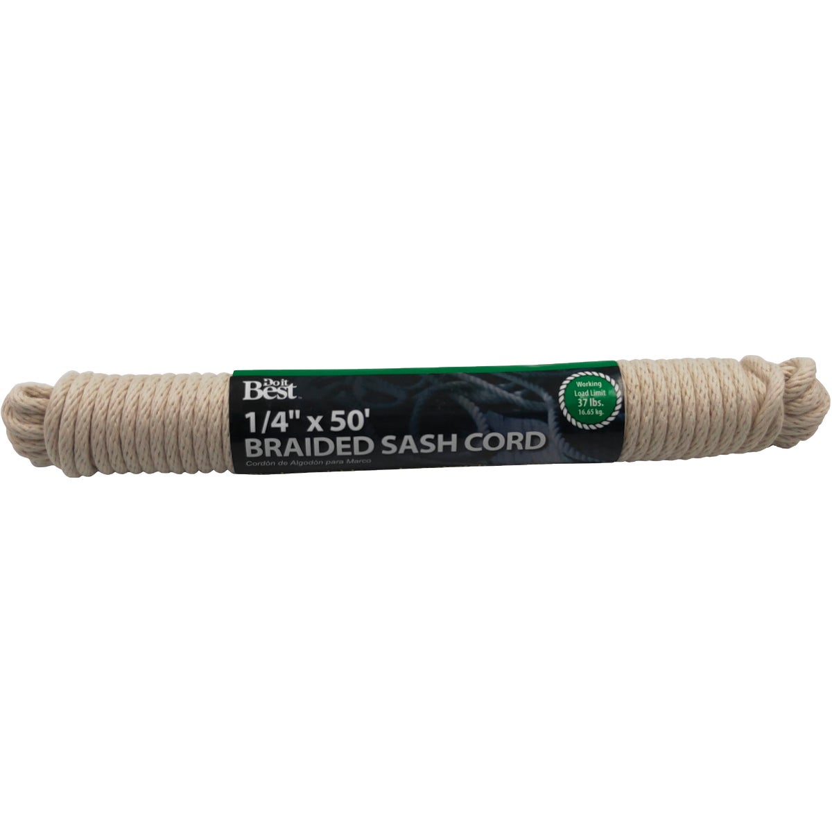 1/4 In. X 50 Ft. White Solid Braided Cotton Sash Cord - Model 218892