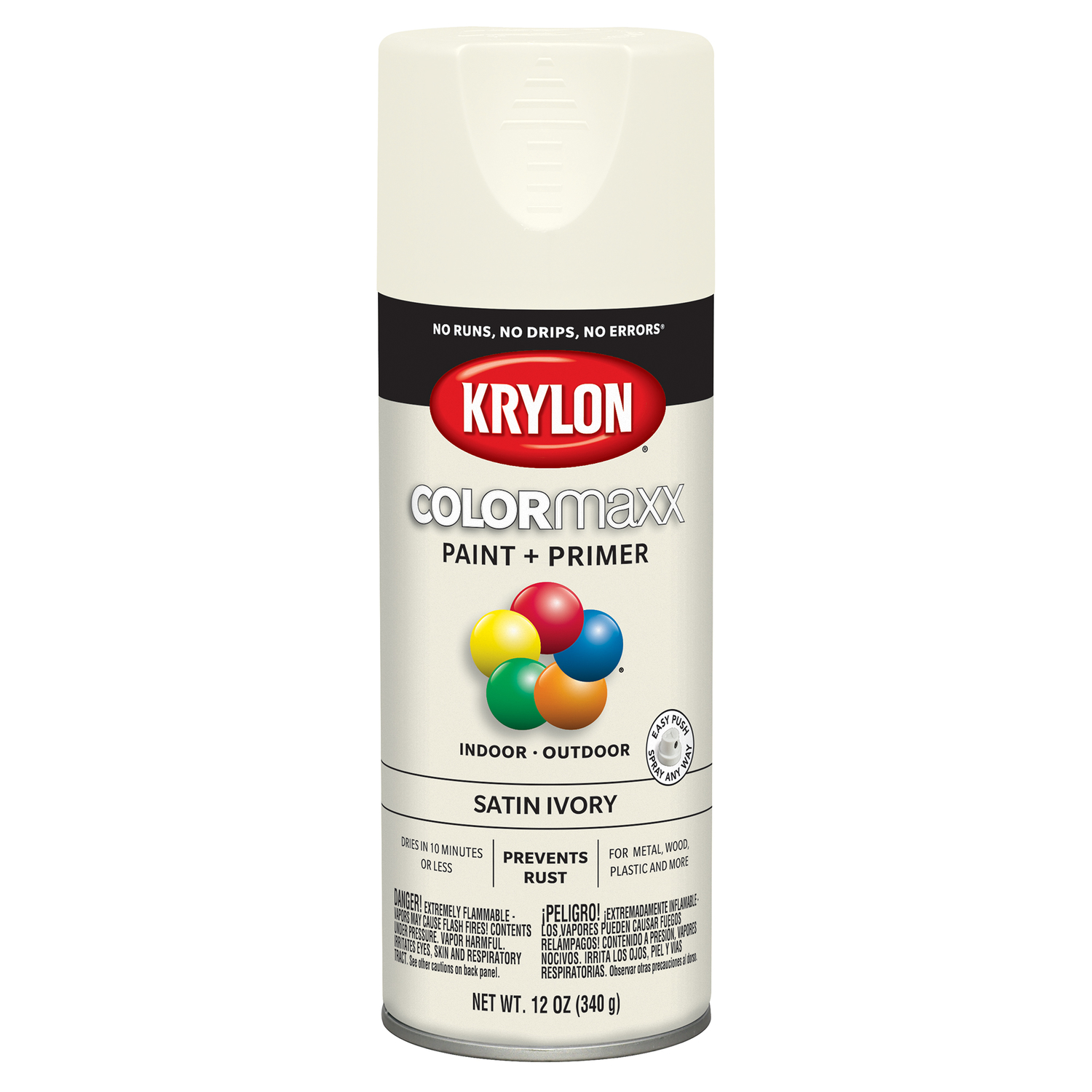 COLORmaxx Spray Paint + Primer, Satin Ivory, 12 oz.