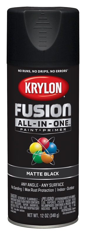 Fusion All-In-One Spray Paint + Primer, Matte Black, 12-oz.