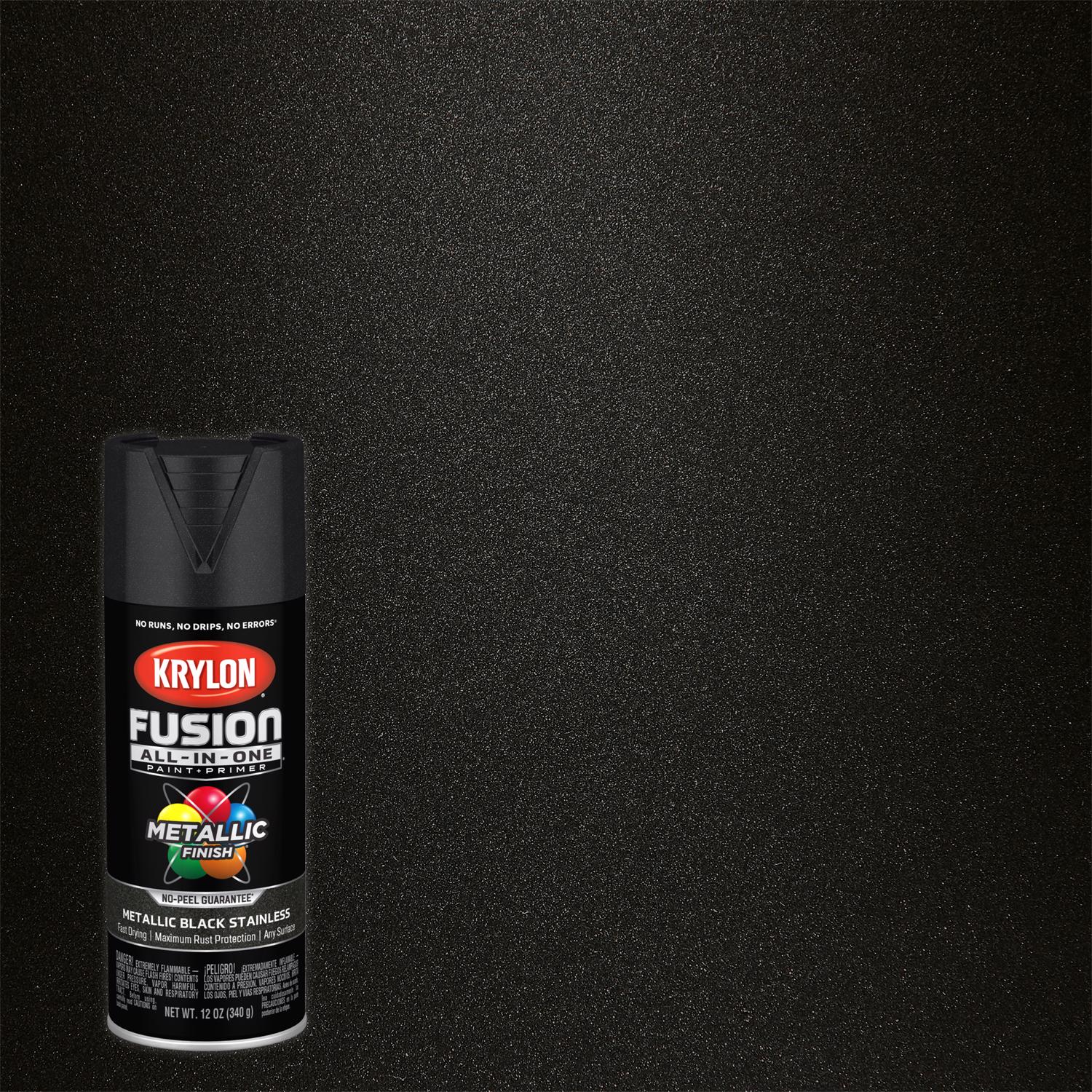 Fusion All-In-One Spray Paint and Primer Metallic Black 12 Ounce Can