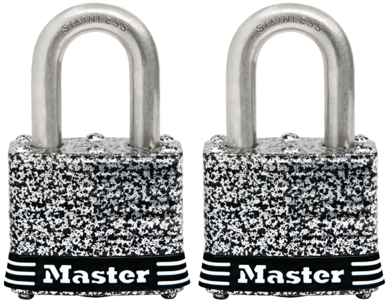 Master Lock 1-9/16 In. W. Weather Coated Laminated Steel Keyed Alike Padlock (2-Pack)