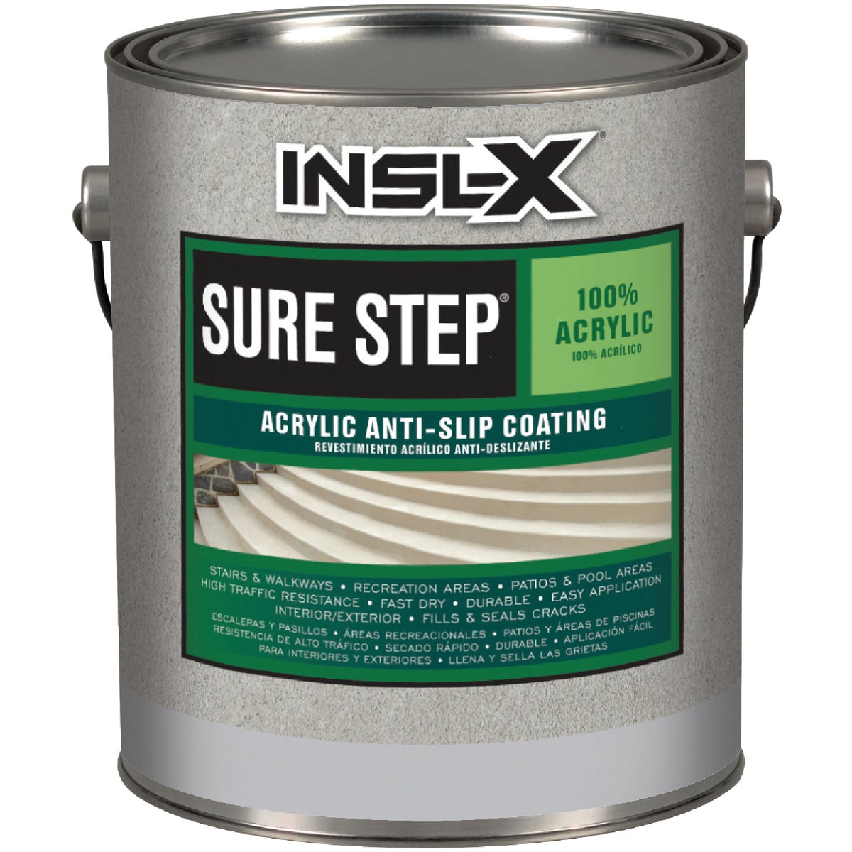 Sure Step Light Gray Skid Resistant Concrete Paint, 1 Gallon, Acrylic Latex