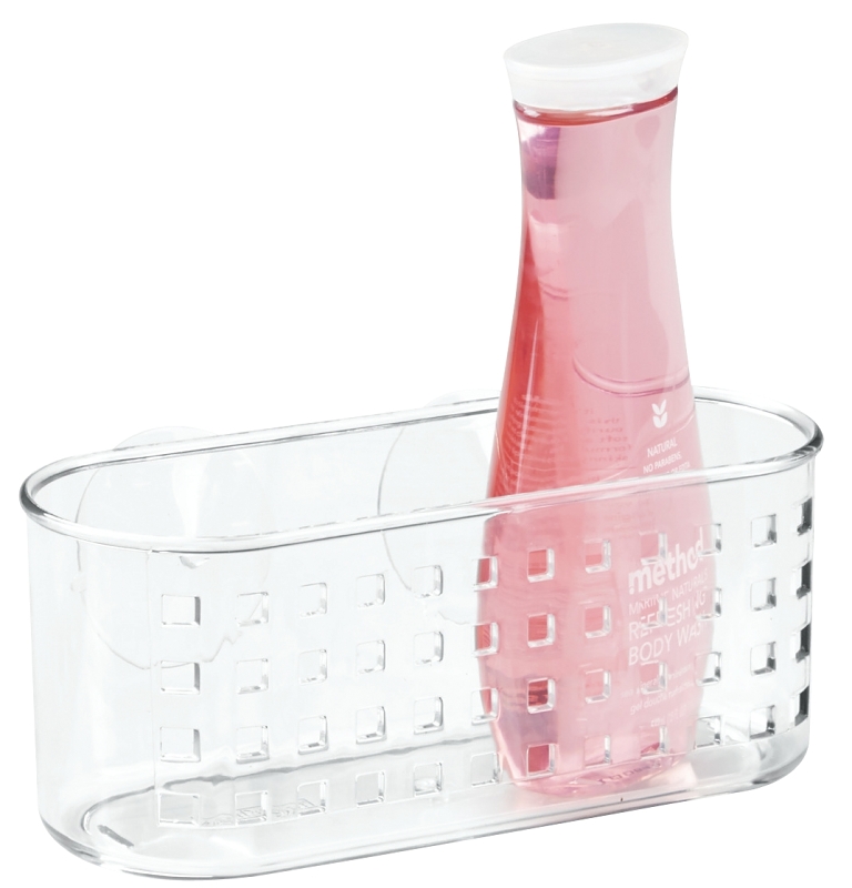 Clear Plastic Shower Basket With Suction Mount - 10.2 In. X 5.2 In. X 4.3 In.