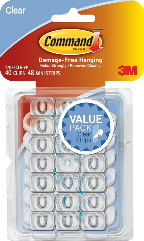 Command Clear Decorating Clips Value Pack, 40 Clips, 48 Strips