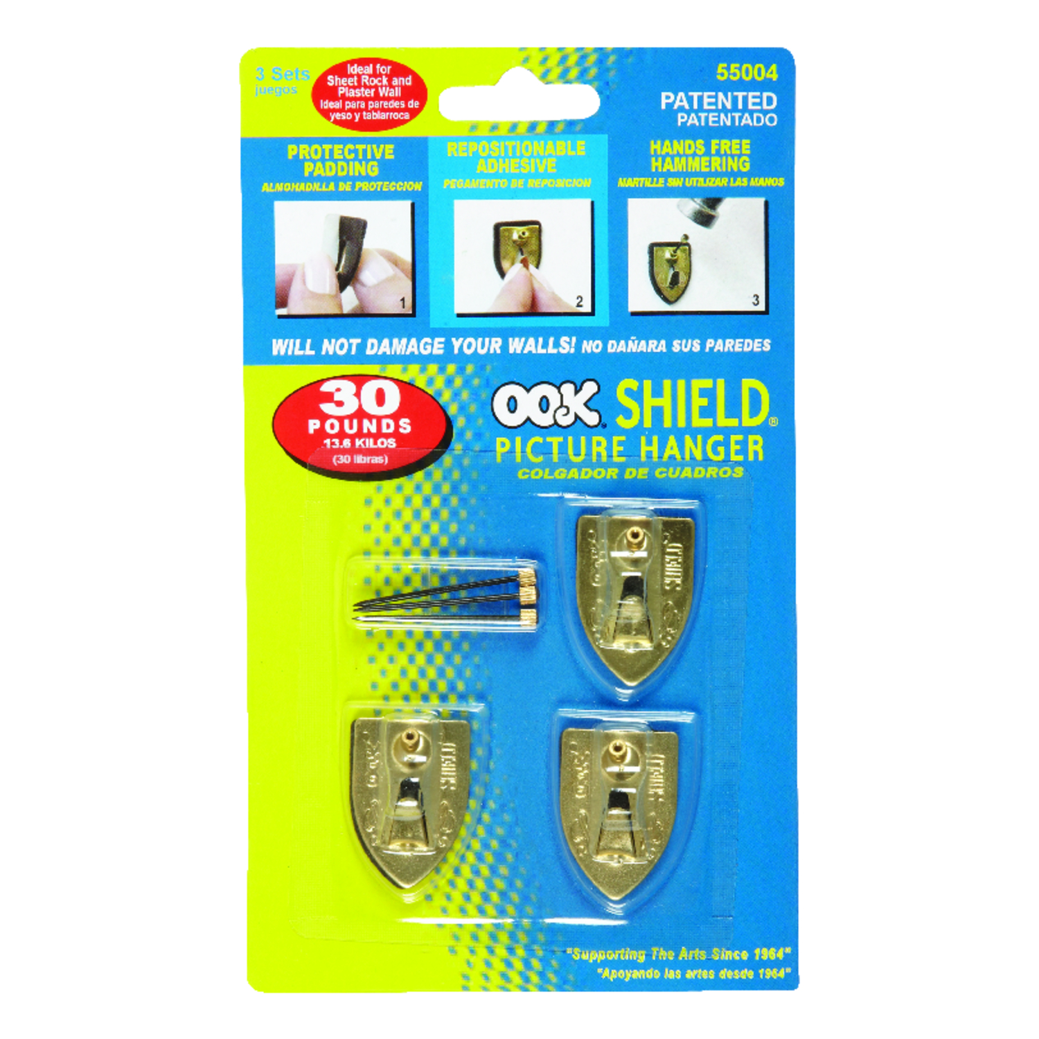 Hillman OOK 30 Lb. Capacity Shield Picture Hanger (3 Count)