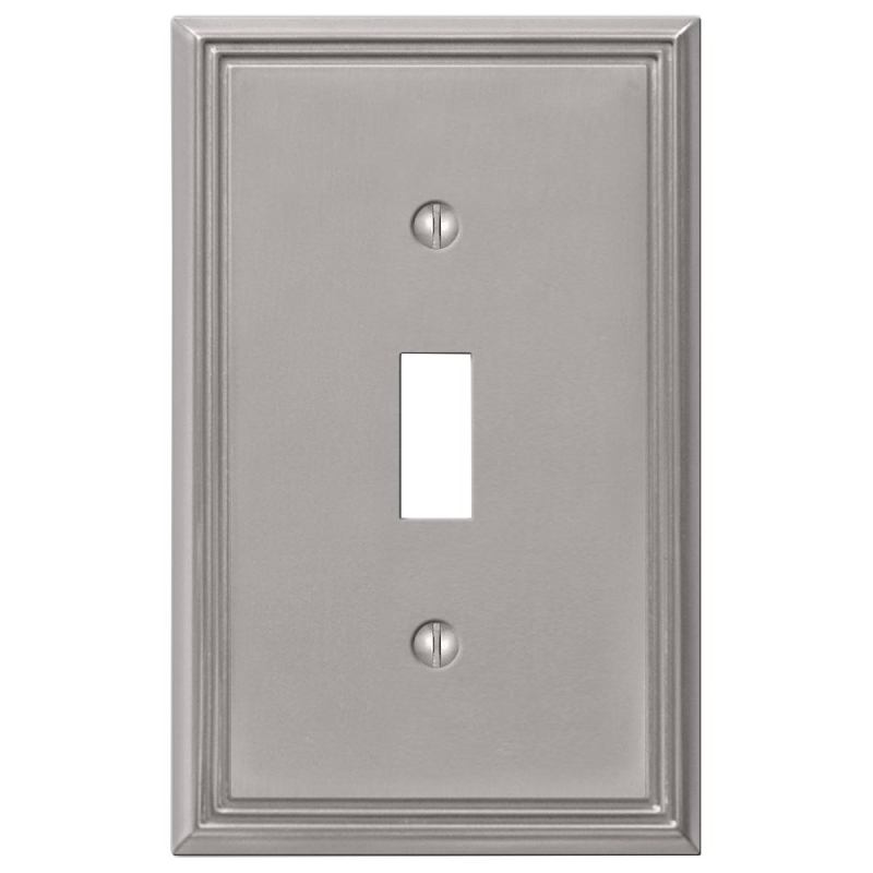 Amerelle Metro Line 1-Gang Cast Metal Toggle Switch Wall Plate, Brushed Nickel