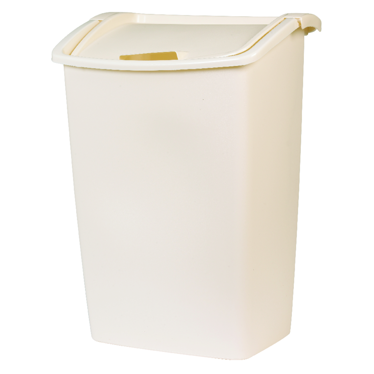 11.25 Gallon Bisque Plastic Swing-out Trash Can With Dual Action Lid