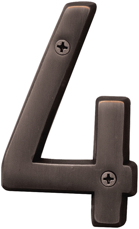 4 In. Oil Rubbed Bronze House Number Four - Dimensional Brass