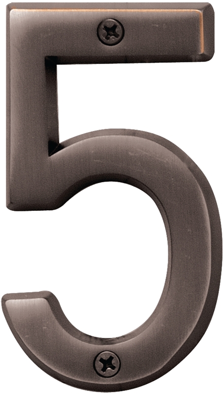 4 In. Oil Rubbed Bronze House Number Five - Dimensional Brass