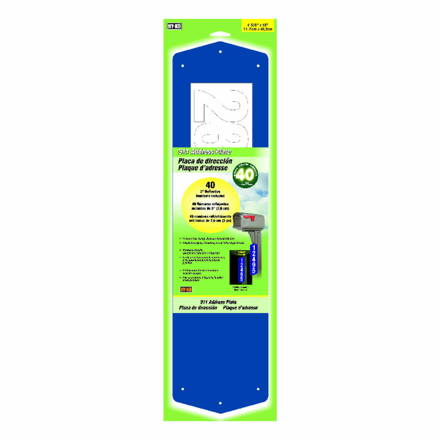 Heavy-duty Blue Aluminum 911 Address Plate With Reflective Numbers
