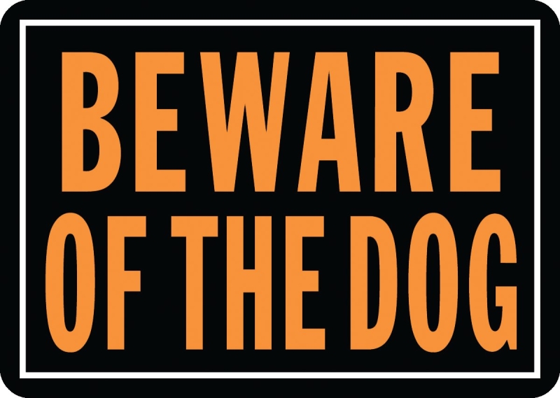 10x14 Day-glo Aluminum Sign, Beware Of The Dog - High Visibility