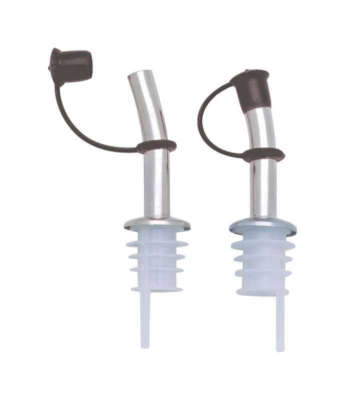 4-inch Silver Metal Bottle Stopper & Pourer Set Of 2