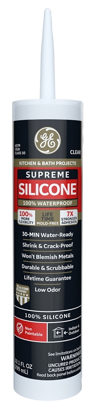 Supreme Silicone Kitchen & Bath Sealant, Clear, 10.1-oz.