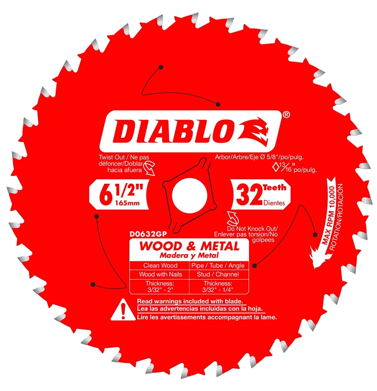 Wood & Metal Circular Saw Blade, 32-Tooth x 6-1/2-In.