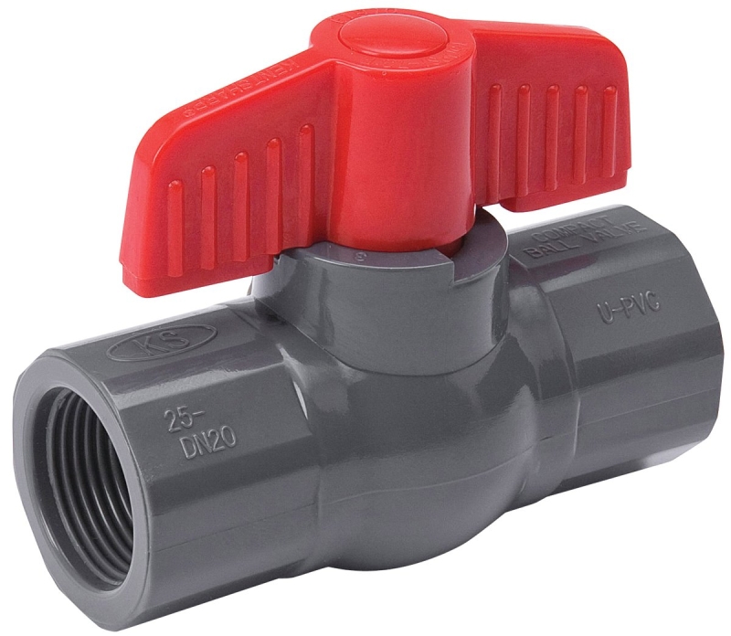 Threaded Ball Valve, Gray PVC, 1-1/2 In.
