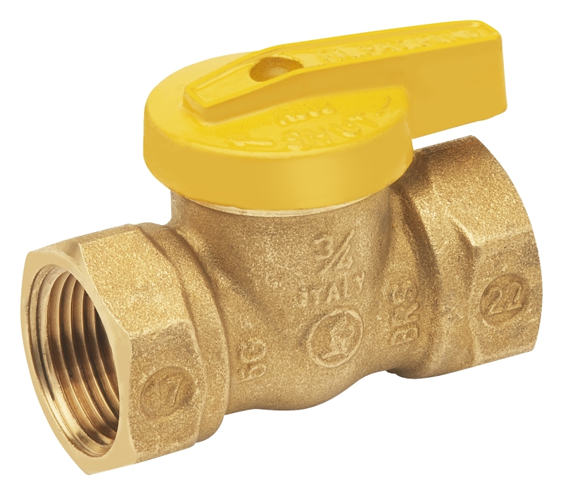 Gas Ball Valve, Lever Handle, Brass, 3/4 In.