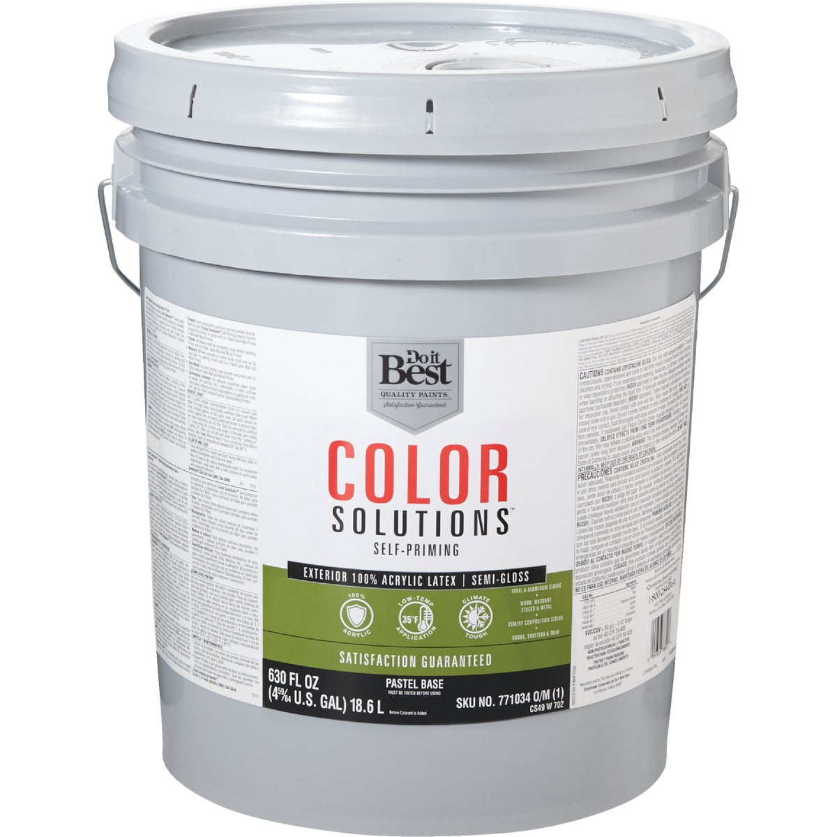 100% Acrylic Latex Self-priming Semi-gloss Exterior House Paint, Pastel Base, 5 Gallon