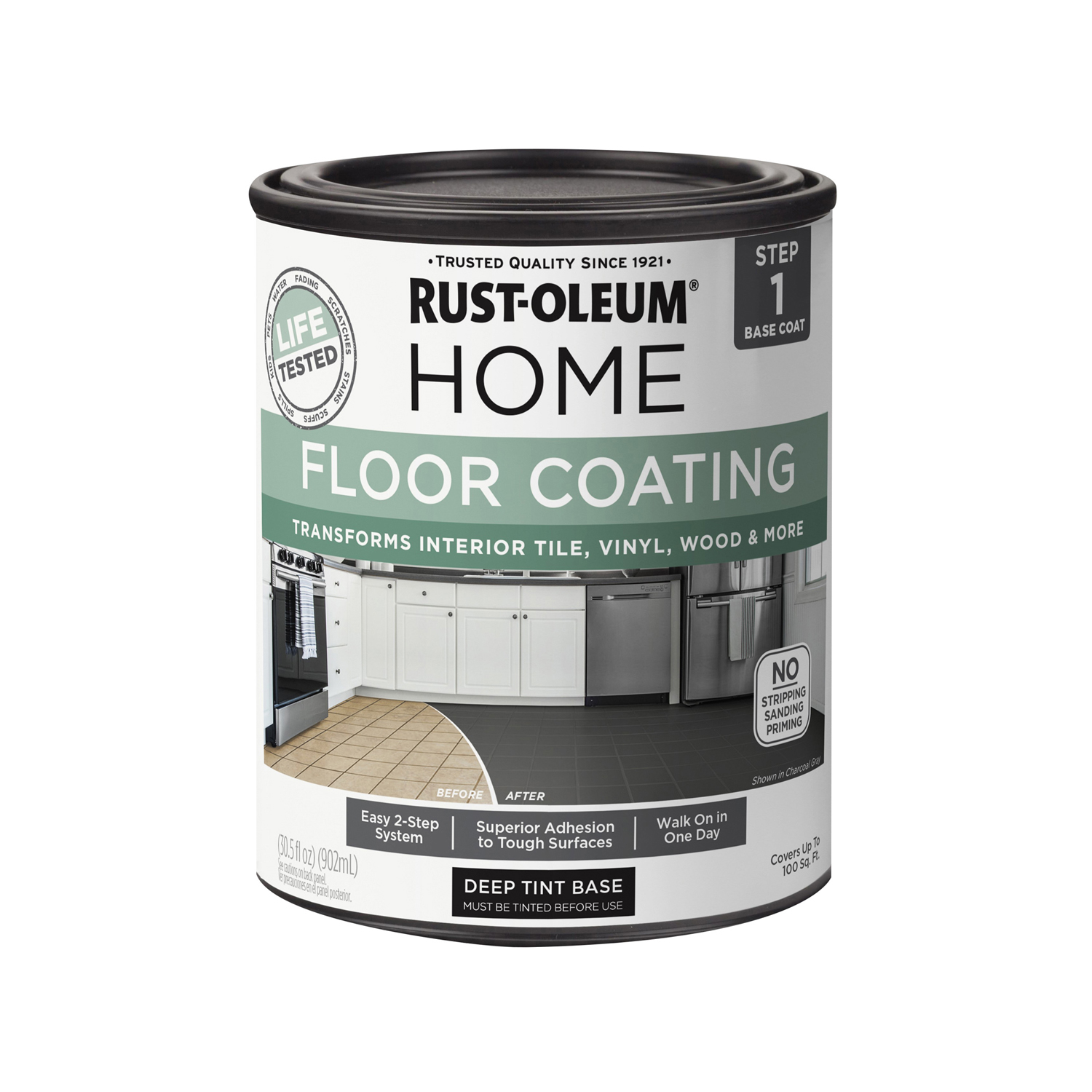 Home Flat Dark Tint Base Water-based Floor Coating Step 1 30.5 Oz