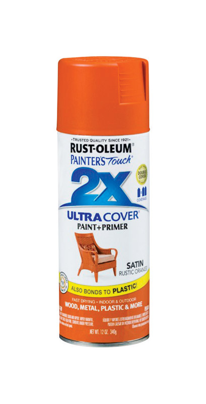 2x Ultra Cover 12 Oz. Satin Spray Paint, Rustic Orange