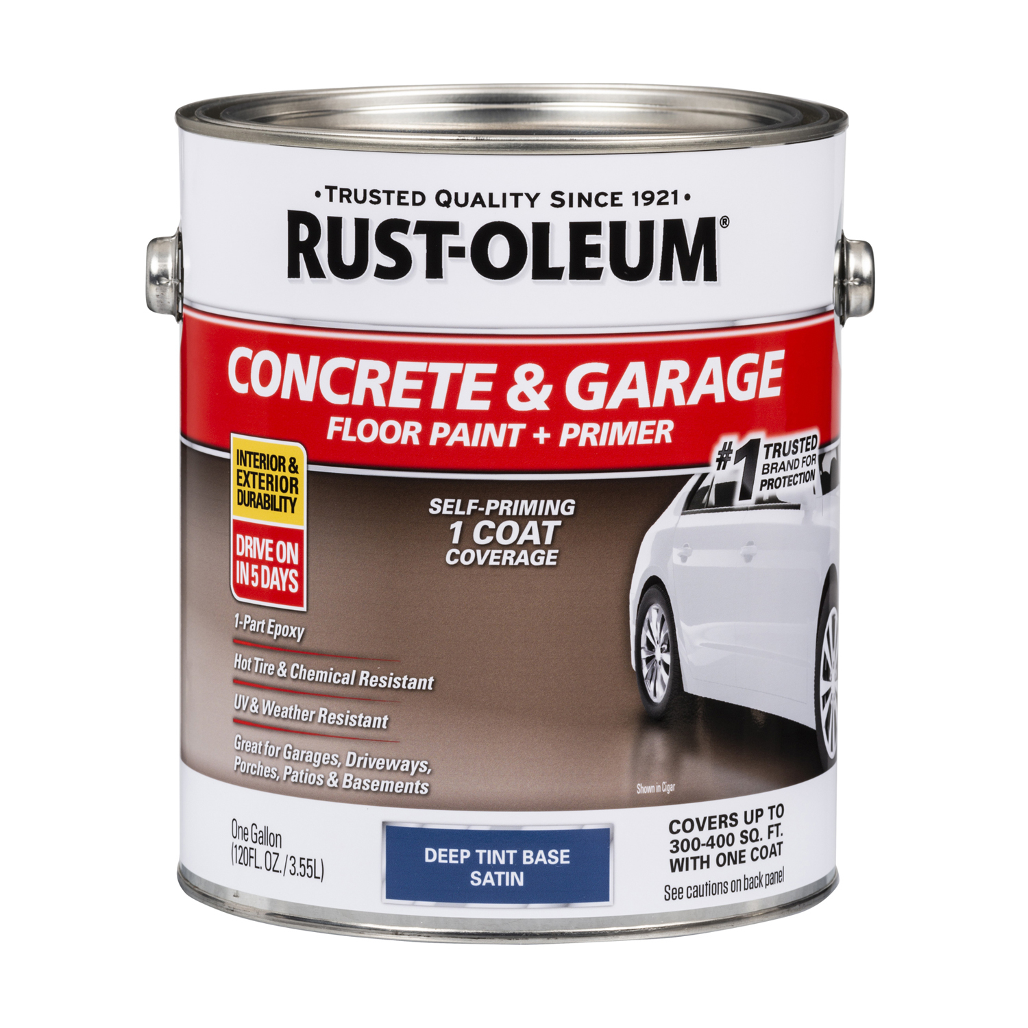 Concrete and Garage Floor Paint and Primer, Deep Tint Base, 1 Gallon
