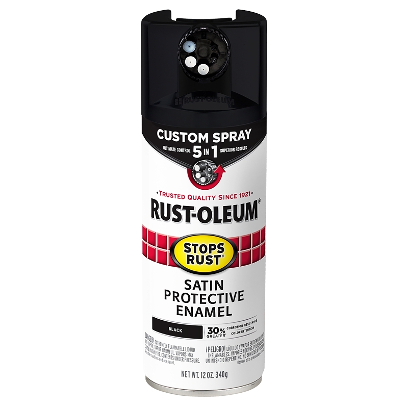 Stops Rust Custom Spray 5-in-1 Spray Paint, Satin Black, 12 oz.