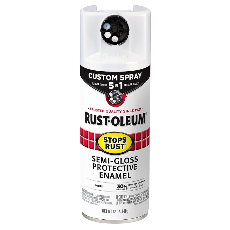 Stops Rust Custom Spray 5-in-1 Spray Paint, Semi-Gloss White, 12 oz.
