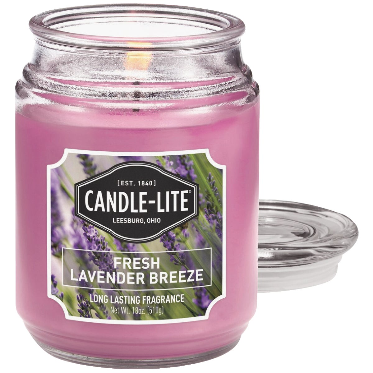 18 Oz. Fresh Lavender Breeze Jar Candle With Glass Lid