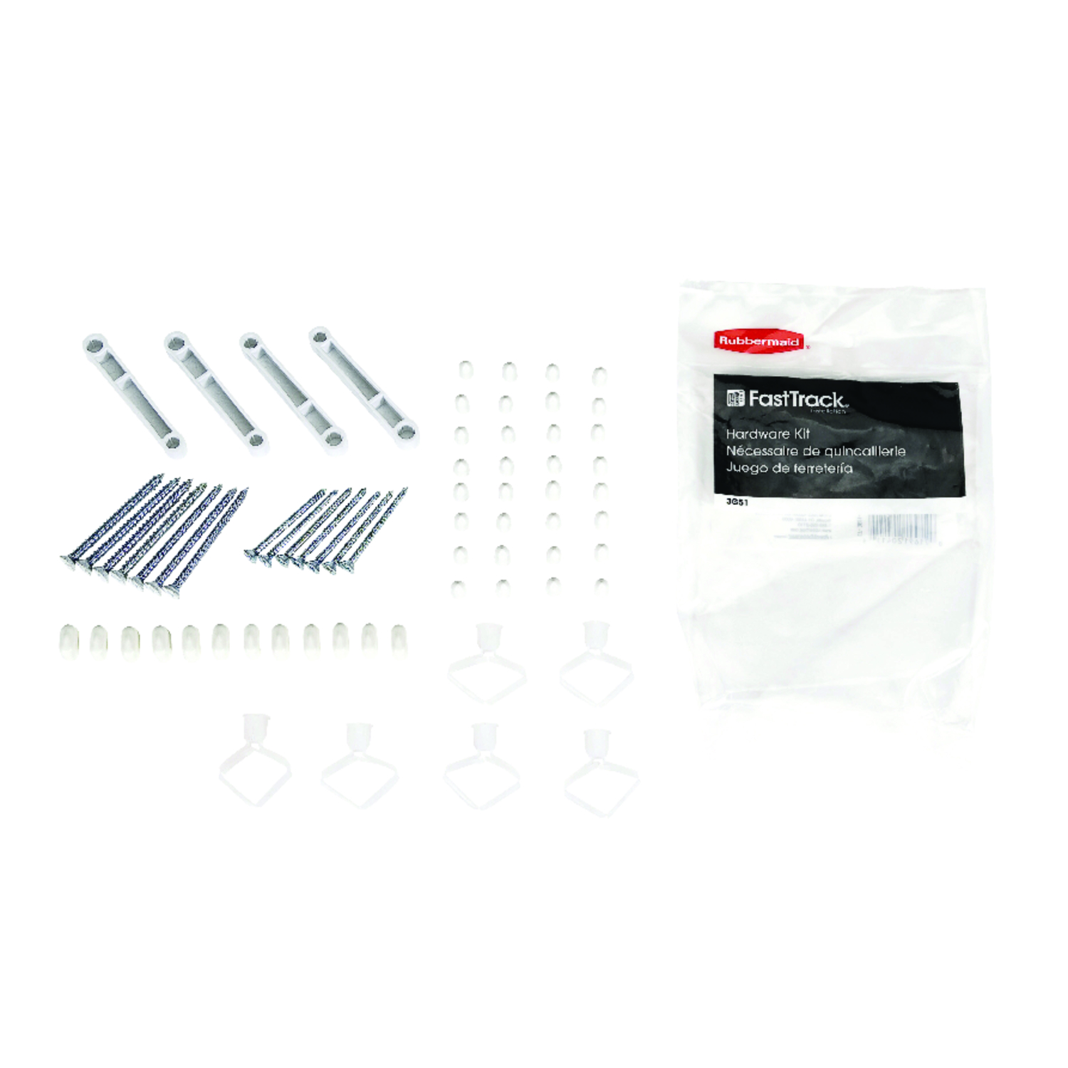 Rubbermaid Fasttrack White Rail Mount Hardware Pack