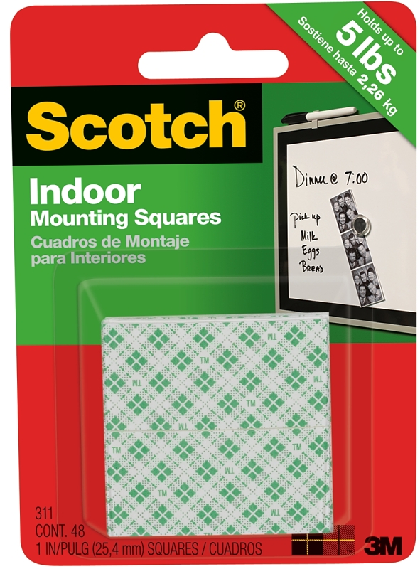 Scotch Mount 1 In. x 1 In. 15 Lb. Capacity Removable Mounting Squares (48-Pack)