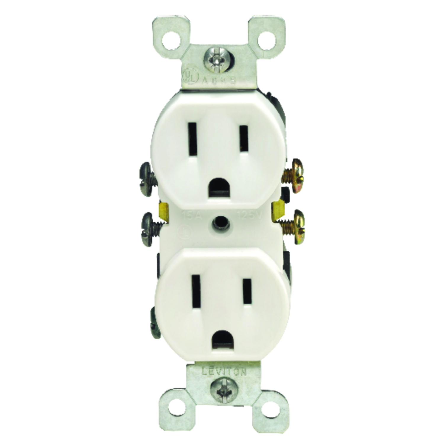Leviton 15A White Shallow Grounded 5-15R Duplex Outlet