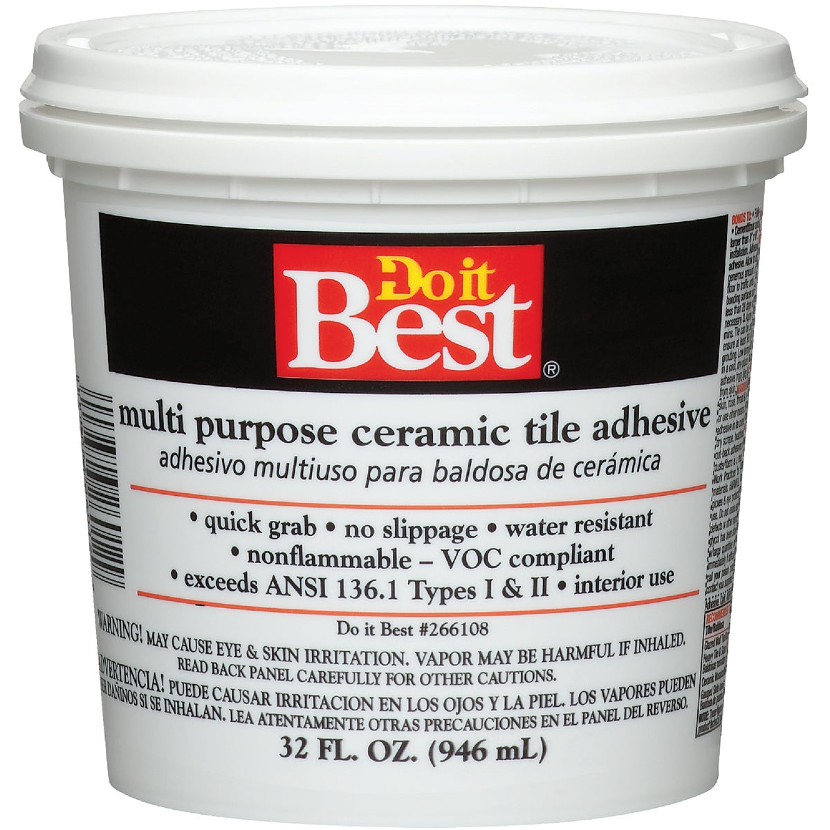 Off-white Multi Purpose Ceramic Tile Adhesive Quart 26012