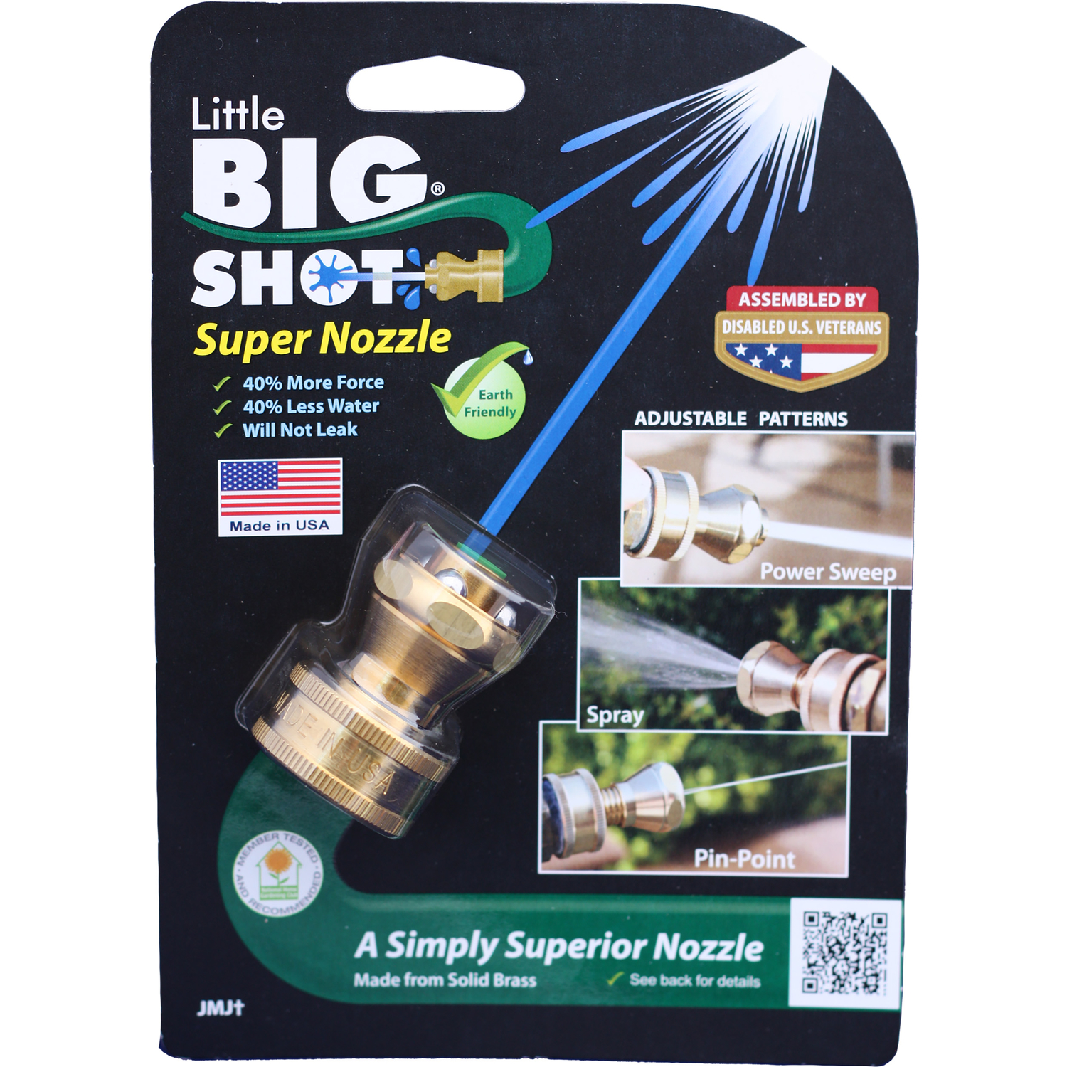 Adjustable Brass Hose Nozzle With 3 Spray Patterns And Twist Control