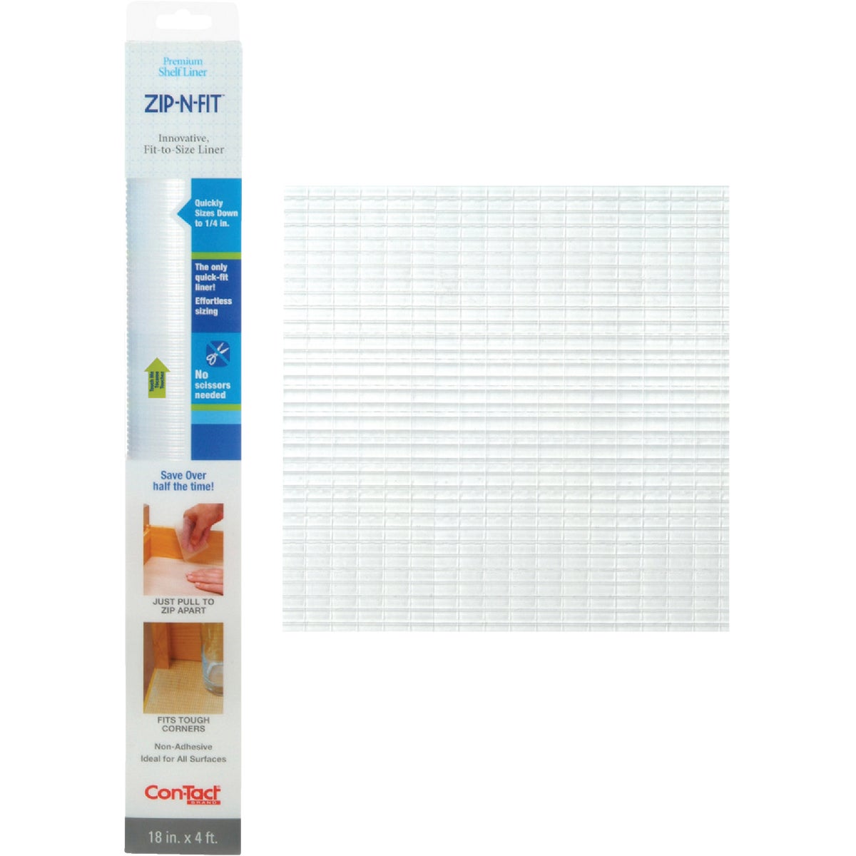 Zip-n-fit 18 In. X 4 Ft. Clear Non-adhesive Shelf Liner