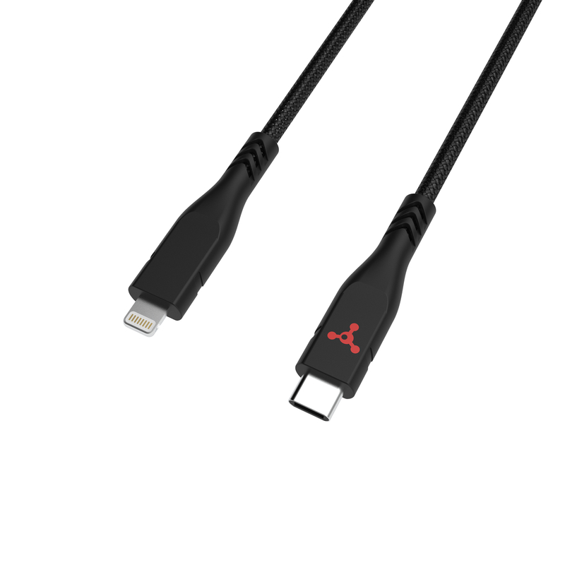 Fuse 3 Ft. Black Lightning to USB-C MFI Charging & Sync Cable
