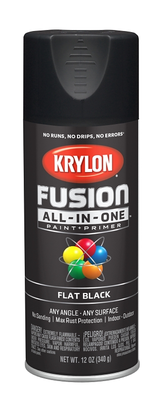 Fusion All-In-One Spray Paint and Primer, Flat Black, 12 Ounce Can