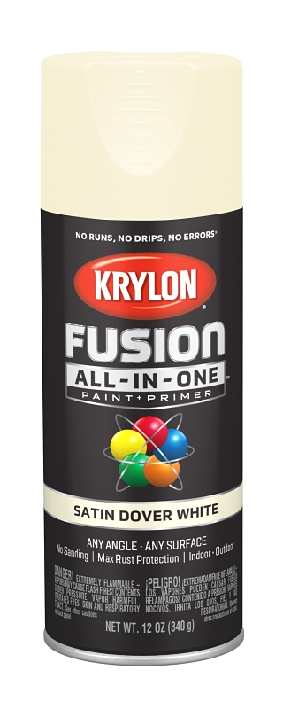Fusion All-In-One Spray Paint + Primer, Satin Dover White, 12-oz.