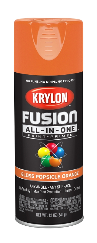Fusion All-In-One Spray Paint + Primer, Gloss Popsicle Orange, 12-oz.