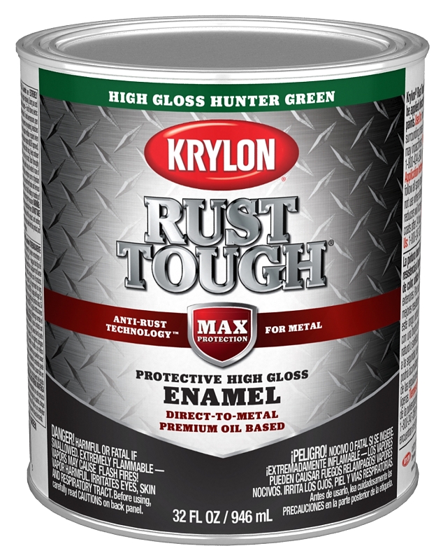 Krylon Rust Tough DTM Oil-Based Gloss Rust Control Enamel, Hunter Green, 1 Qt.