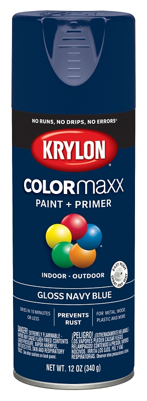 COLORmaxx Spray Paint + Primer, Gloss Navy Blue, 12-oz.