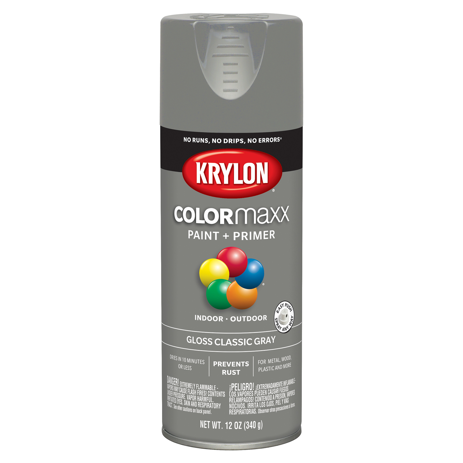 COLORmaxx Spray Paint + Primer, Gloss Classic Gray, 12-oz.