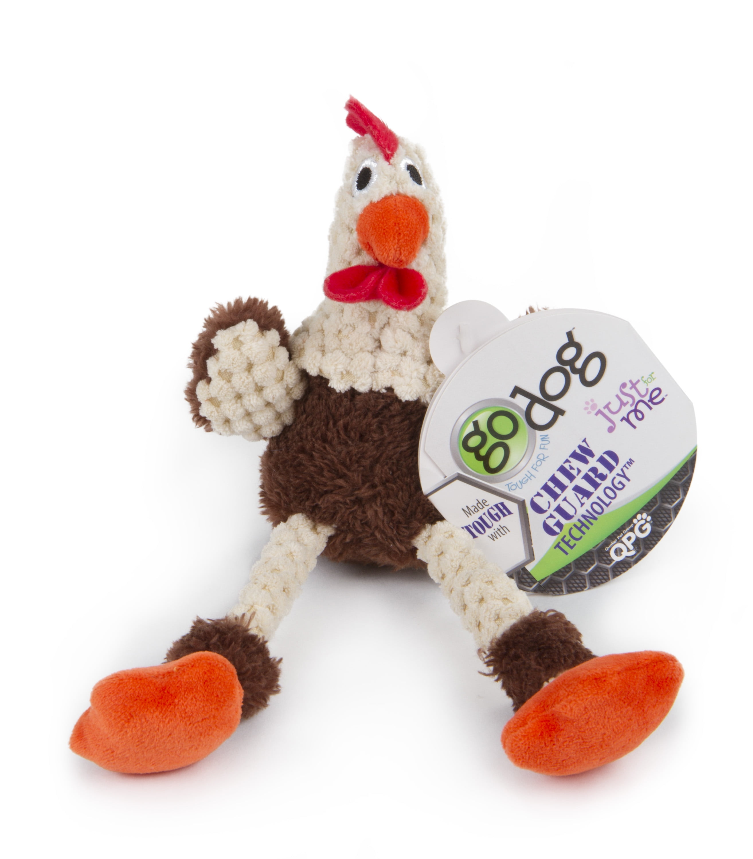 goDog Checkers Just For Me Mini Brown Skinny Rooster Squeaky Plush Dog Toy