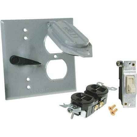 Weatherproof Electrical Cover With Switch/receptacle Gray Outdoor Combo Cover 5966-1