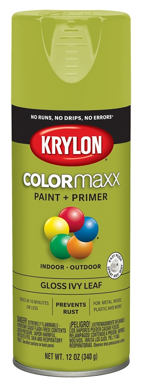 COLORmaxx Spray Paint + Primer, Gloss Ivy Leaf, 12-oz.