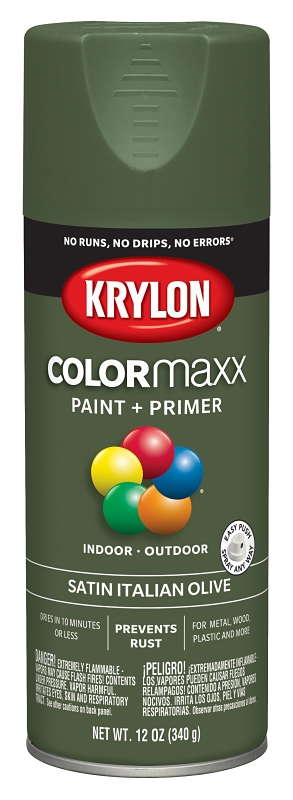 COLORmaxx Spray Paint + Primer, Satin Italian Olive, 12-oz.