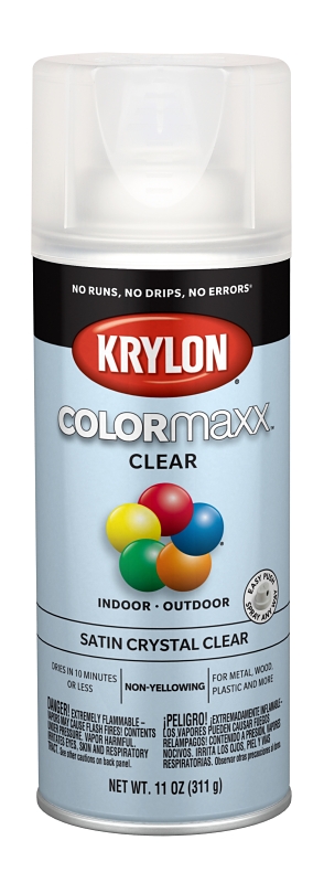 COLORmaxx Spray Paint, Satin Crystal Clear, 12-oz.