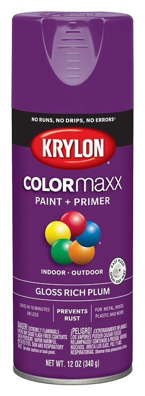 COLORmaxx Spray Paint + Primer, Gloss Rich Plum, 12-oz.