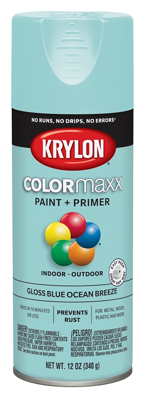 COLORmaxx Spray Paint + Primer, Gloss Blue Ocean Breeze, 12-oz.